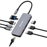 Verbatim USB-C Pro Multiport-Hub CMH-09, 9 Port , Dockingstation grau, HDMI, RJ-45, 3x USB-A, 2x USB-C, SD, microSD