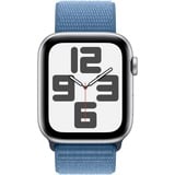 Apple Watch SE (2023), Smartwatch silber/blau, 44 mm, Sport Loop, Aluminium, Cellular