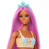 Mattel Barbie Meerjungfrau mit pinkem Haar, orangefarbener Schwanzflosse und Haarband, Puppe orange