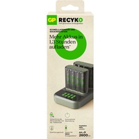 GP Batteries 2x USB Akkuladegerät M452, 8 Ladeslots, inkl. Docking Station D851 grau, inkl. 8x GP Akkus AA 2.600mAh