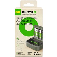 GP Batteries USB Akkuladegerät B441, 4 Ladeslots, inkl. Docking Station D451 grau, inkl. 4x GP Akkus AA 2.100mAh